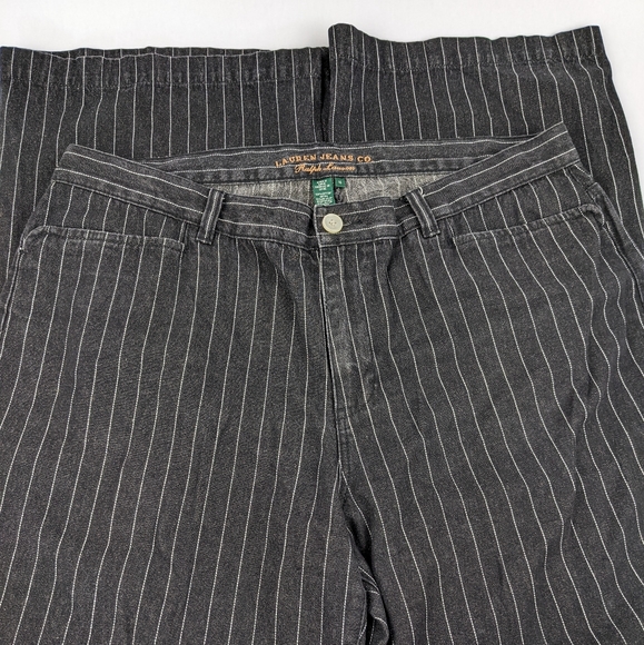 Lauren Jeans Co Ralph Lauren Womens 16 Striped Jeans Pinstripe with Wide Leg - Picture 2 of 8
